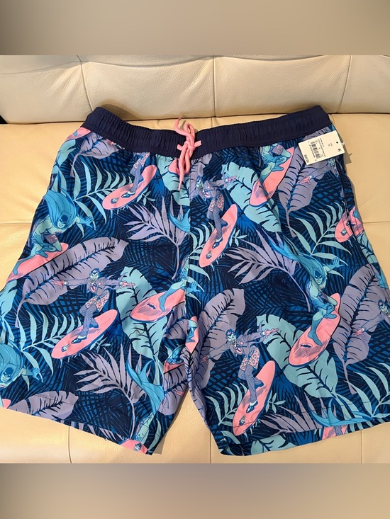 Batman Other - Batman Men’s Swim Trunks Medium - Navy, Light Blue & Pink Tropical Print